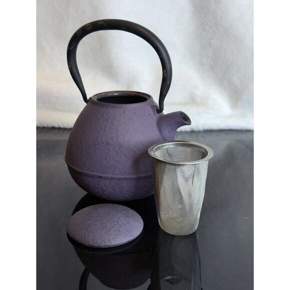 Roji NANBU IRON STUDIO Cast Iron Mini Teapot Black / Purple Tea Infuser 12 oz - Picture 1 of 9